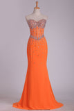 2024 Sweetheart Prom Dresses Sheath Chiffon With Beading