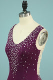 2024 Mermaid Prom Dresses V Neck Spandex With Beads PP4X7ZLQ