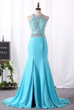 2024 Prom Dresses Mermaid Scoop Chiffon With Applique P68XTJNP