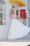 2024 Prom Dresses Scoop Chiffon With Applique And Ruffles A Line