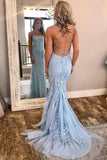 2024 Charming Spaghetti Straps Mermaid Long Open Back Prom Dresses