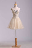 2024 Lovely Homecoming Dresses A Line Sweetheart Short Mini Color Champagne