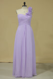 2024 Bridesmaid Dress A Line One Shoulder Chiffon With Handmade P9BC6KZF