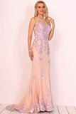 2024 Mermaid Scoop Tulle Prom Dresses With Beads&Appliques P4QJHYNT