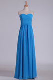 2024 Sweetheart Fitted And Pleated Bodice A Line Prom Dress Floor Length Chiffon