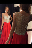 2024 Deep V Neck Prom Dresses A Line Chiffon PQDDMQ1X