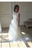 2024 New Arrival Scoop Neck Wedding Dresses A Line Tulle P54JTDK2