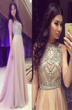 New Design Sexy Charming A-Line Beaded Floor Long Chiffon Prom Party Evening