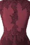 Burgundy Applique Long Mermaid Prom Dresses Evening Dresses