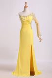 2024 One Sleeve Column Floor Length Prom Dress With Beading