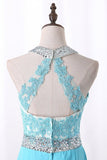 2024 Prom Dresses Mermaid Scoop Chiffon With Applique P68XTJNP