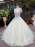 2024 New Arrival Scoop Neck Wedding Dresses Lace Up Floor Length With Beads PZ6Q8BLE