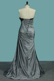 2024 Hot Sale Strapless Taffeta Prom Dresses Mermaid Sweep/Brush PNQ1LGF6