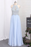 2024 New Arrival Prom Dresses Scoop Chiffon With Beading Open Back