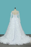 2024 Lace Wedding Dresses Long Sleeves Scoop A Line With Applique And Beads P8HQPPP1