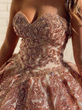 Rosewood Sequins Ball Gown Sweetheart Strapless Quinceanera Dresses with STK15661