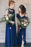 Sleeveless Chiffon Bridesmaid Dress with Ruffles, A Line Long Bridesmaid Dresses