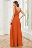 A-line V-neck Floor Length Chiffon Bridesmaid Dresses