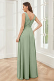 A-line V-neck Floor Length Chiffon Bridesmaid Dresses