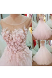 2024 Tulle Scoop With Handmade Flowers Wedding Dresses A Line PCSXMPNJ