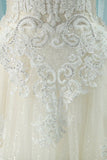 2024 Luxurious Scoop Wedding Dresses A Line Tulle With Appliques And Beading PM3AMXZA