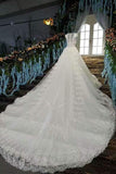 2024 New Arrival Luxurious Scoop Neck Wedding Dresses Tulle Zipper Up With Crystals And Beads P8X7Q2GB