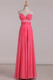 2024 Sweetheart A Line Prom Dresses Chiffon With Beads PKPJ15M8