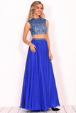 2024 Two-Piece High Neck Beaded Bodice A Line Chiffon PDYHYN5K