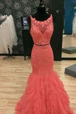 2024 Scoop Neck Prom Dresses Mermaid Tulle With P2FKDBMM