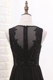 2024 New Arrival Scoop A Line Prom Dresses With Applique And P3RRJXLJ