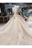 Ball Gown Wedding Dresses Scoop Short Sleeves Top Quality Appliques PEP4GH6L