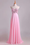 2024 New Prom Dresses Sweetheart Chiffon With Beading Floor Length