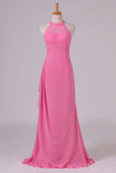 2024 Scoop Sheath Bridesmaid Dress Chiffon With Ruffles PYD7J1HK