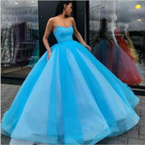 Sweetheart Strapless Yellow Long Modest Prom Gown, Ball Gown Quinceanera Dresses SRS15441