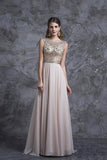 2024 Prom Dress Scoop A Line Floor Length Beaded Tulle Bodice With Chiffon P2CZ94EZ