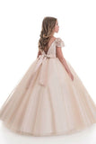 2024 Ball Gown Flower Girl Dresses Scoop Short Sleeves Tulle PJYBZFB4