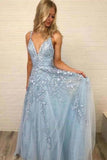 2024 Prom Dress Tulle A-Line V-Neck Floor Length PNJQRFEZ