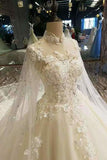 2024 Luxurious High Neck Wedding Dresses Tulle With Sequins Beads Crystals PDGFQDA5