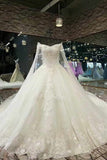 2024 Luxurious Wedding Dresses Off The Shoulder A Line With Beading Two-Meter P692H4JY