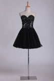 2024 A Line Homecoming Dresses Sweetheart With Beads And Applique PA89KA2A