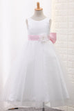 2024 Hot Selling Tulle Scoop Flower Girl Dresses Ball Gown Ankle Length