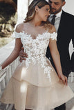 Unique Off the Shoulder Appliques Sweetheart Homecoming Dresses Short Dance Dresses STK14984