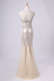 2024 Prom Dress Sweetheart Mermaid Embellished With Beads Tulle Floor PJNPT3XH