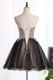 2024 Bicolor Sweetheart Homecoming Dresses Tulle With Beads PH1YSMGD