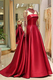 2024 Long Sleeve Prom Dresses High Neck Burgundy Long Prom Dress Satin PD41683A