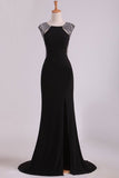 2024 Sexy Open Back Scoop Spandex With Rhinestone Sheath/Column PGPS7JG6