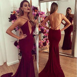 burgundy prom Dress sexy Prom Dress long prom dress backless prom dress evening dress