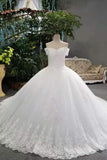 2024 New Arrival Wedding Dresses Lace Up Off The Shoulder Ball Gown With Appliques PAJ18Y6H