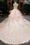 2024 Wedding Dresses One Shoulder Ball Gown Satin Lace Up With Appliques And PFS6AN8C