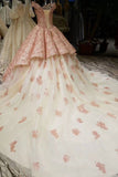 2024 Pink Wedding Dresses Off-The-Shoulder Chapel Train High Quality P5YXTBGX